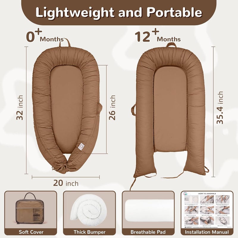 EAQ Baby Lounger, Infant Lounger for Newborn,Portable Baby Nest Cover Breathable & Soft, Newborn Essentials - Image 2